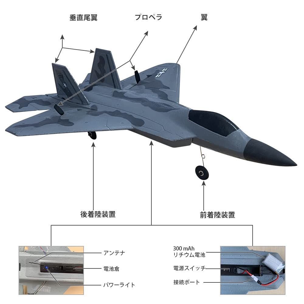 HAWK'S WORKラジコン飛行機、F-22 RC飛行機電動 されて簡単に飛ばせる