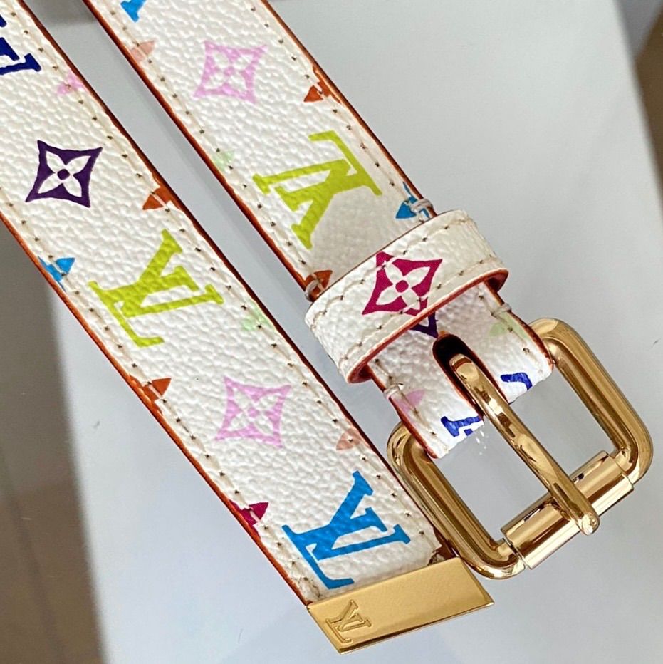 保管品 LOUIS VUITTON マルチカラー サンチュール キャレ ベルト - メルカリ