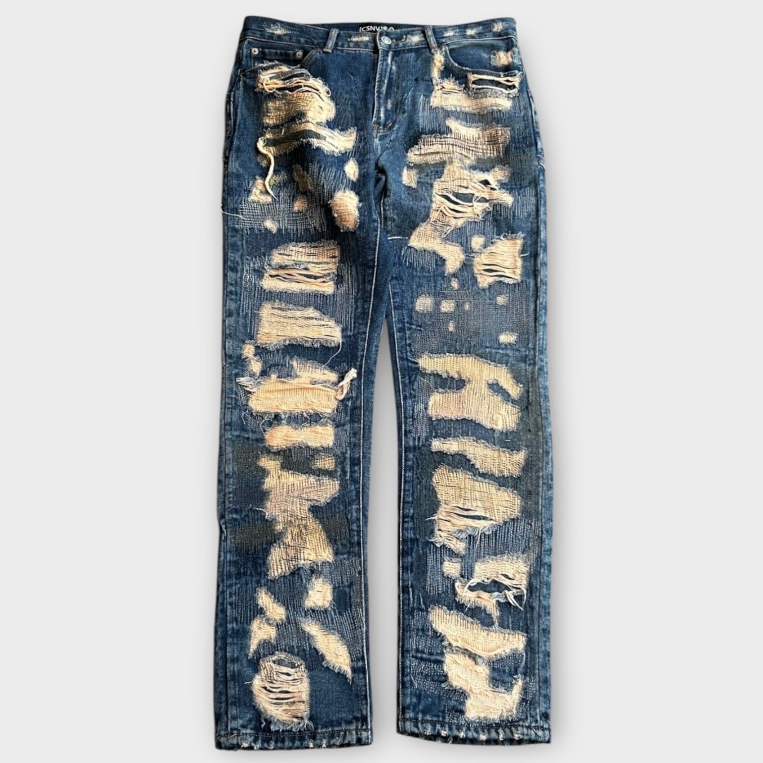 distressed scab denim pants