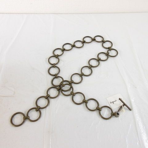 アニエスベー agnes b. KE09 CEINTURE メタルリングベルト 茶 *A511