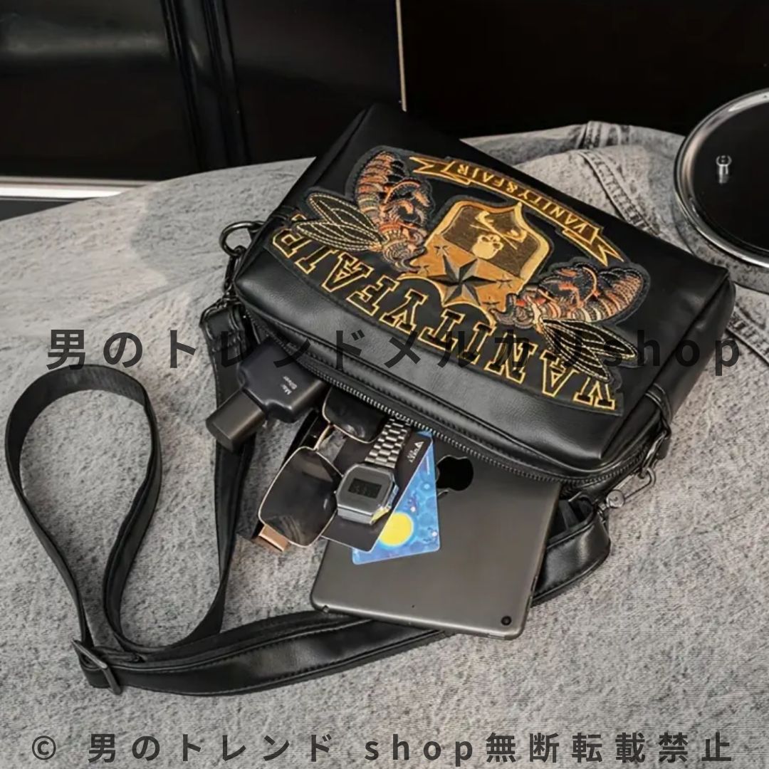 ショルダーバッグ メンズ フェイクレザー ミツバチ 蜂 ハチ かわいい a4 a5 アウトドア iPad 大きめ 男の子 斜め掛け 撥水 革 軽い 夏 きれいめ ブラック 黒 軽量 携帯 子供 財布 散歩 収納 仕事 シンプル スマホ WWW_SMP1DAWEKUDUS_SCH_ID