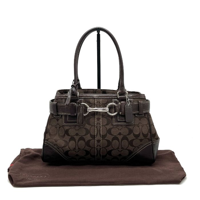 COACH コーチ シグネチャー キャンバス レザー ハンド バッグ eH09103N