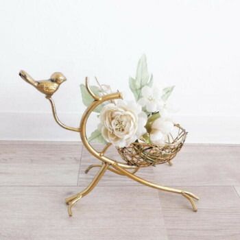 小鳥＆フラワーベースアレンジメント 造花付 2104IFH005