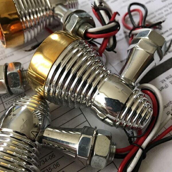 真鍮 LEDウィンカー 4個 ブラス ビンテージ BRASS ハーレー ショベル パン ナックル SR400 XS650 チョッパー ボバー ガイド AMF フランダース ウインカー