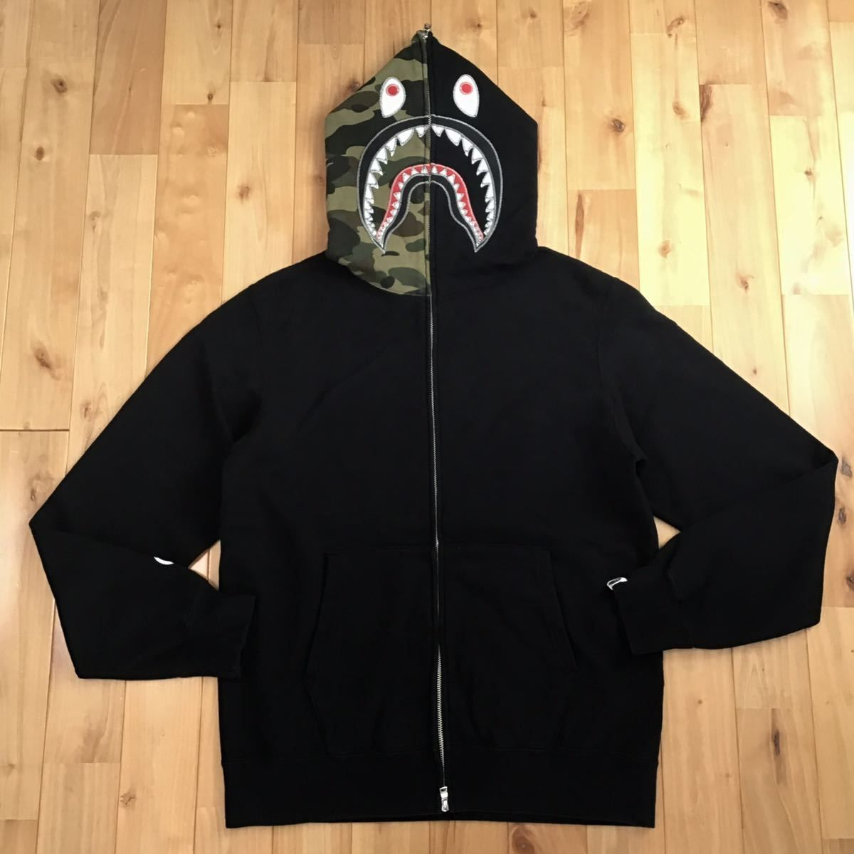 ☆XL☆ Applique シャーク パーカー 1st camo a bathing ape BAPE