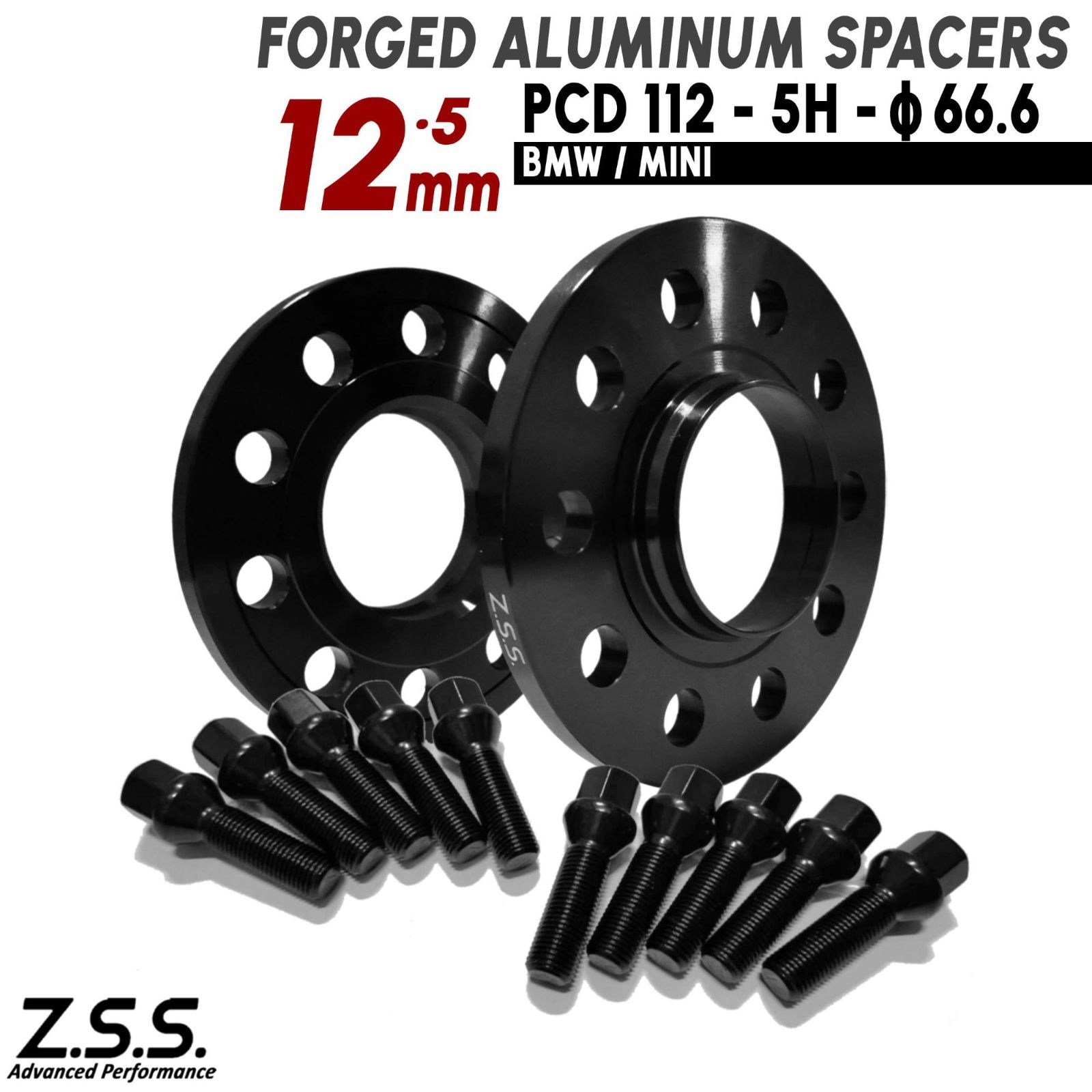 Z.S.S. AP MINI ミニ クーパー F65 F66 F55 F54 F60 F57 スペーサー 厚み12mm PCD112 5穴 ハブ径66.6φ M14xP1.25 ボルト付きBMW ZSS
