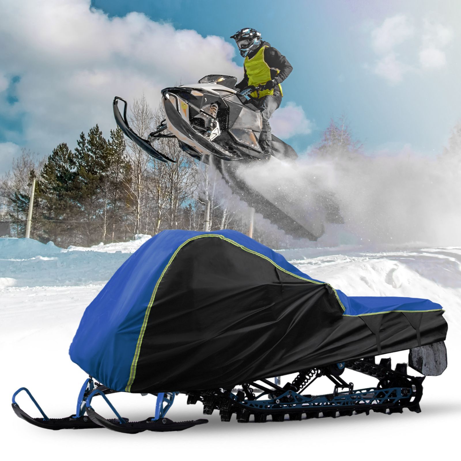 uxcell XXL スノーモービルカバー 防水ポリエステル製 スレッドスキー 