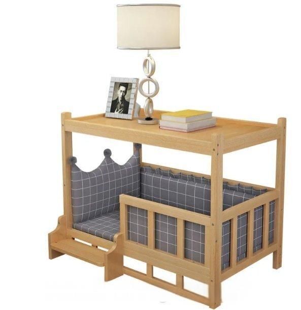 犬用ベッドソリッドウッドテディ金毛犬小屋クリアランス上下2段木製取り外し 猫小屋ベッドヘッドキャビネット一体