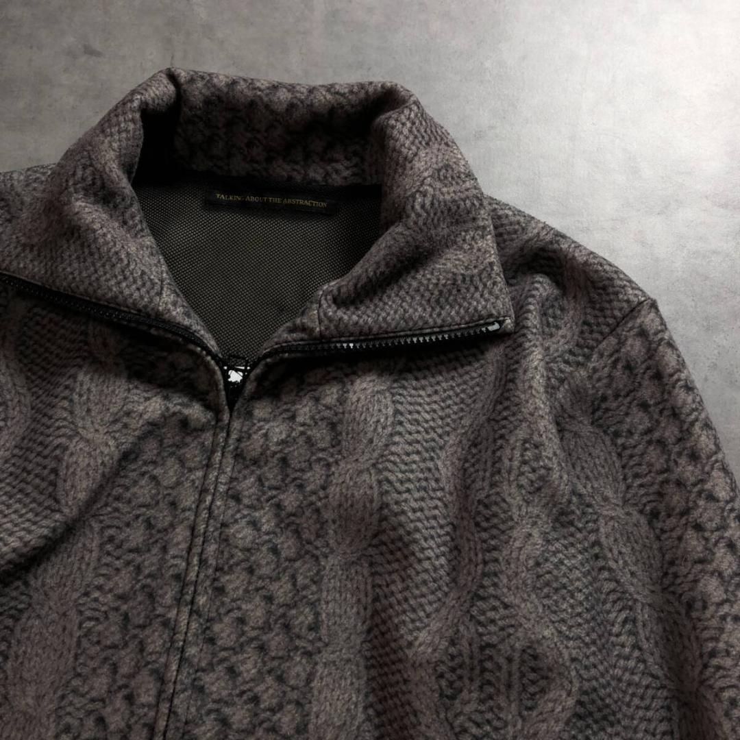 GQ1258 TATA ニット転写 Wジップフリースジャケット 2 ココア系 TALKING ABOUT THE ABSTRACTION