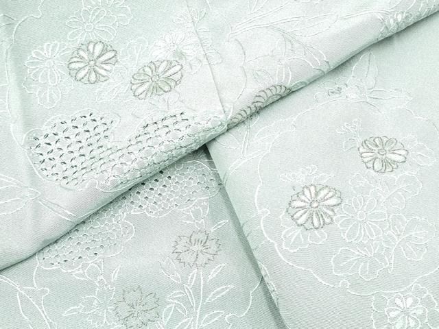 中国三大刺繍　汕頭、相良、蘇州、総刺繍の美しい袋帯　柔らかなシルバー地　極上 中国三大刺繍 汕頭、相良、蘇州、総刺繍の美しい袋帯 柔らかな