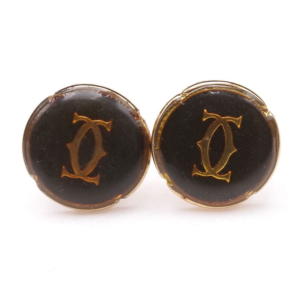 Cartier カルティエ 2Cロゴ オーバルカフス 金×黒 ヴィンテージ