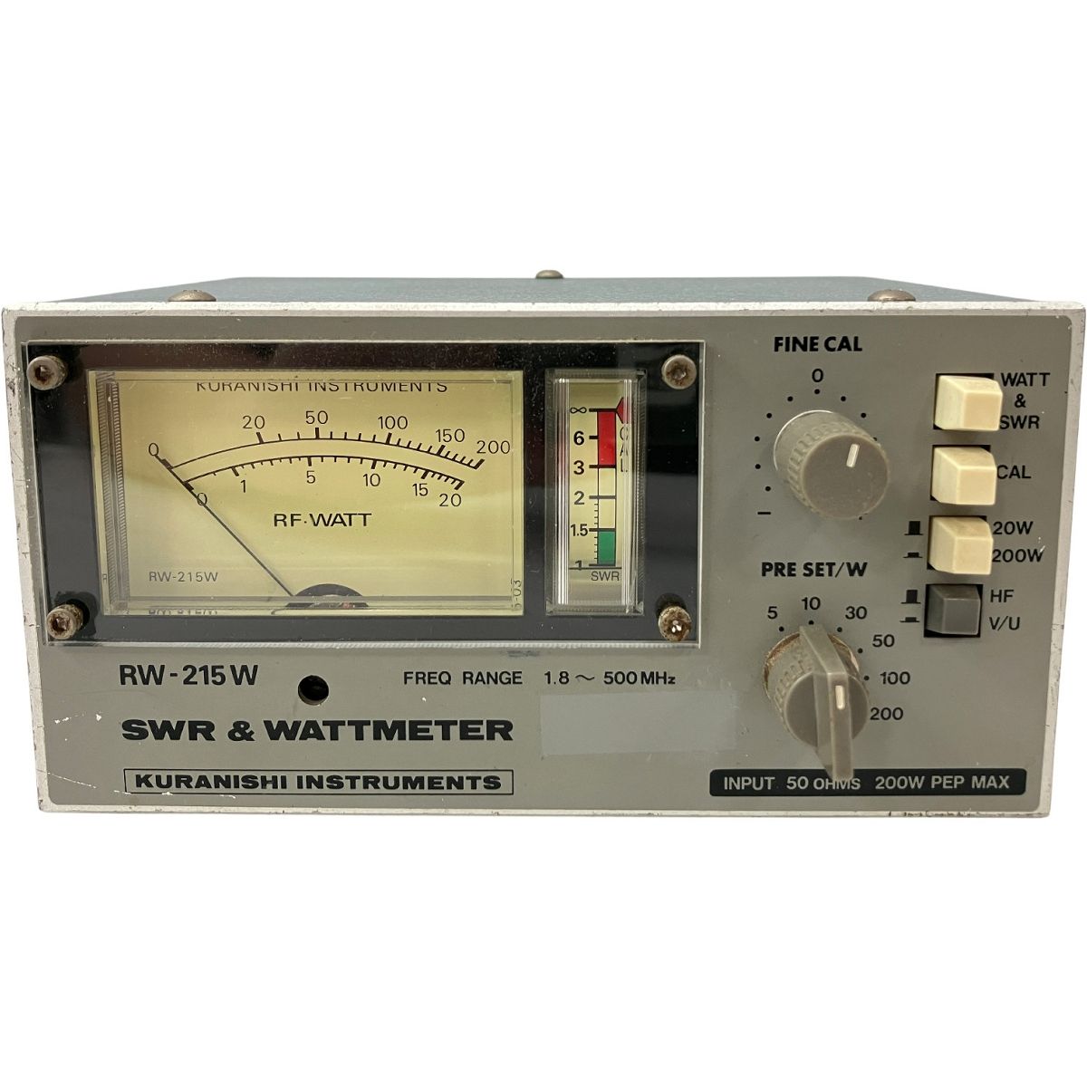 KURANISHI INSTRUMENTS SWR-WATTMETER RW-215W パワーメーター 無線機 アンテナ 調整 クラニシ ジャンク H10456965