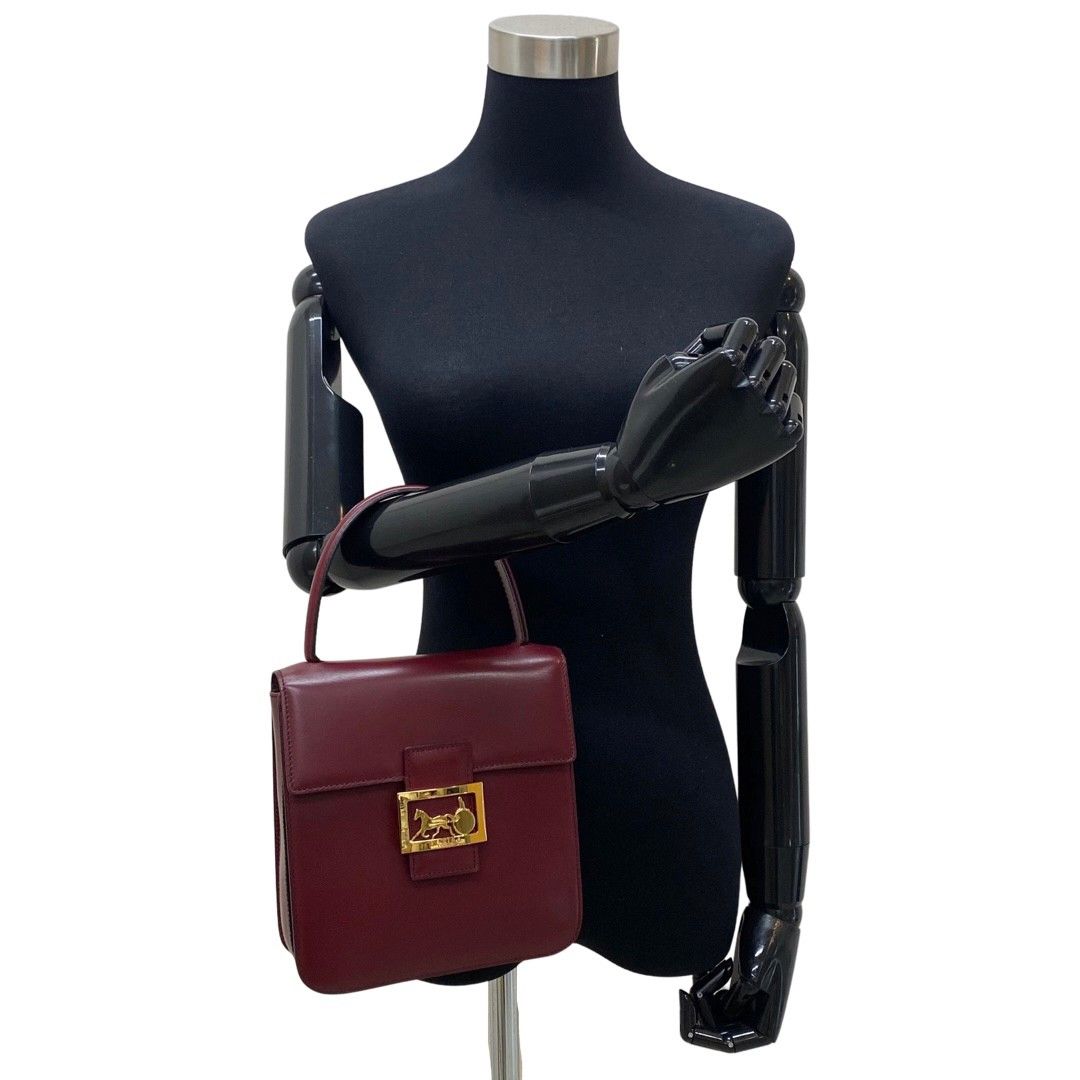 ✨美品✨CELINE ハンドバッグ 2way ボルドー ロゴ金具 レザー CELINE - ほぼ 未使用 箱 袋付 CELINE セリーヌ ミニ ブザス