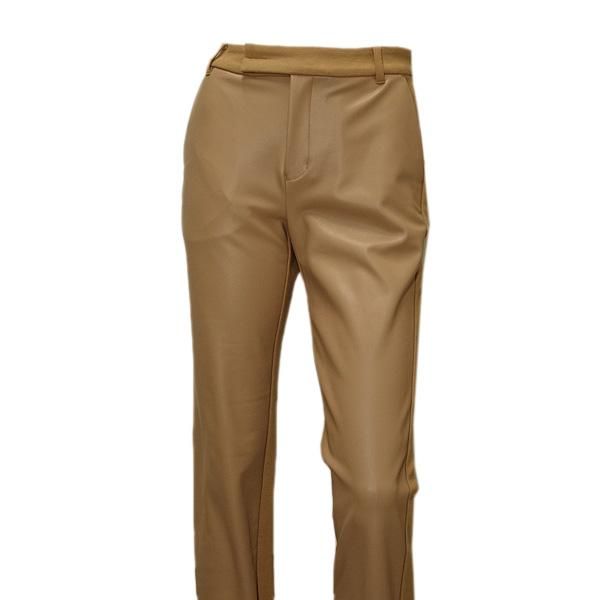 秋冬 合皮×ニットパウダー裏起毛パンツ