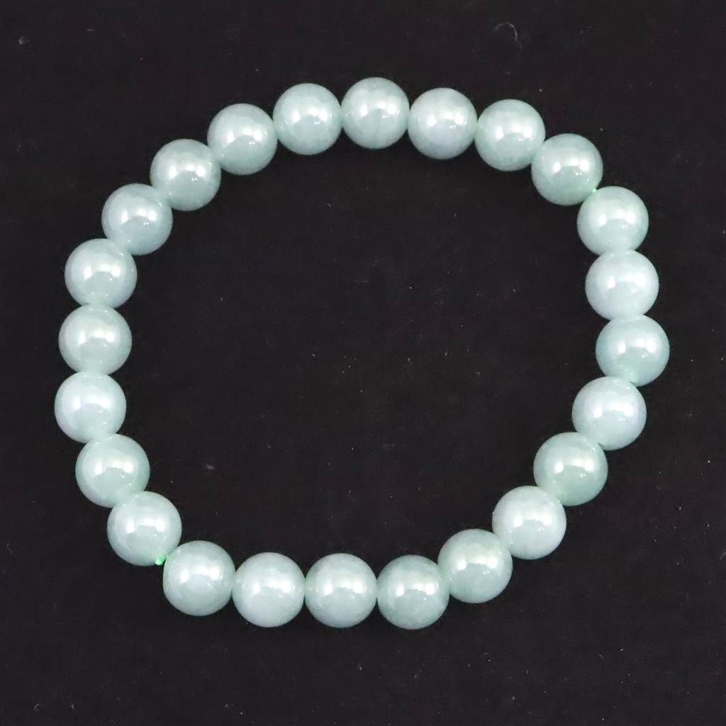 グアテマラ産 マンサーノ翡翠 ブルージェダイト 青翡翠 7.5mm玉 ブレスレット 19.4g 榎本通商59049