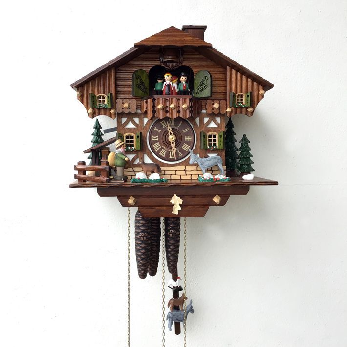 【アンティーク】ドイツ製オルゴール付きカッコウ時計 カッコー時計 鳩時計 仕掛け時計 ドイツ製 掛時計 からくり時計