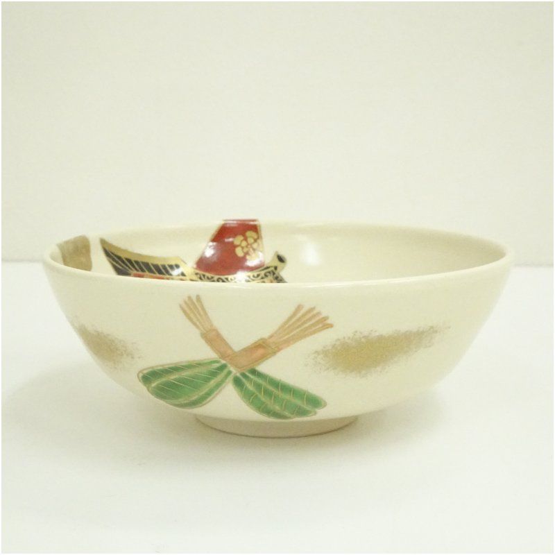京焼 森下秋彩造 色絵祇園祭茶碗 共箱 茶道 抹茶 おしゃれ 抹茶茶碗 抹茶碗 和食器 レトロ 茶器 骨董 茶わん 茶会 茶の湯 7月 夏