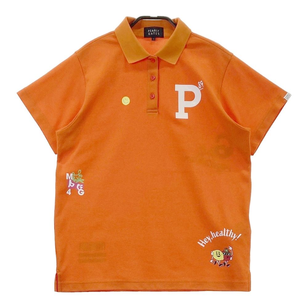サイズ 1 PEARLY GATES パーリーゲイツ モデル 半袖ポロシャツ ニコちゃん オレンジ系 240101470120 ゴルフウェア レディース ストスト