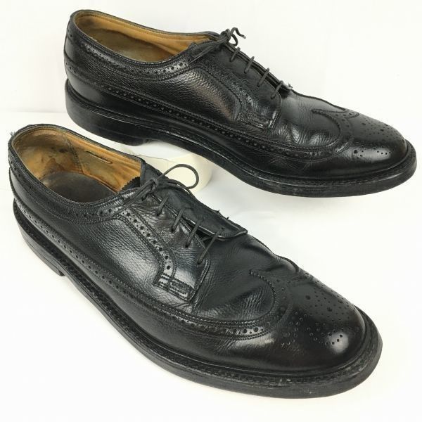 試着交換OK！70sVintage 1973 FLORSHEIM/フローシャイム/インペリアル ケンムール ロングウイングチップ〈黒/BLACK/ ブラック〉size10C/26.5-27.5/菅NO.WZA-399 #BUZZBERG - メルカリ