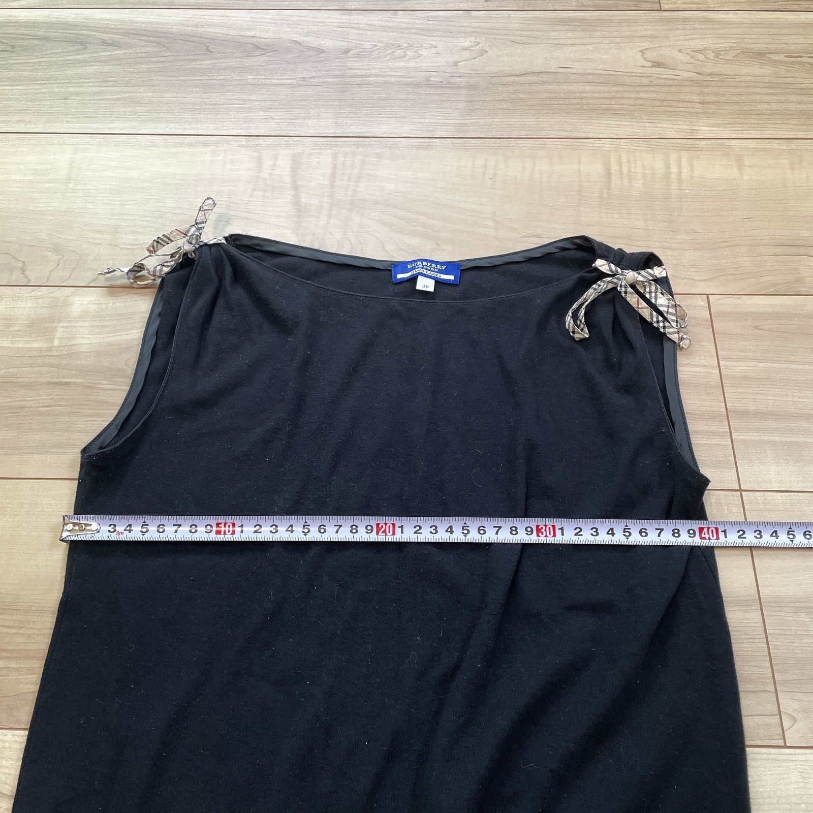 バーバリーブルーレーベル リボンキャミ ノバチェック ブラック 38