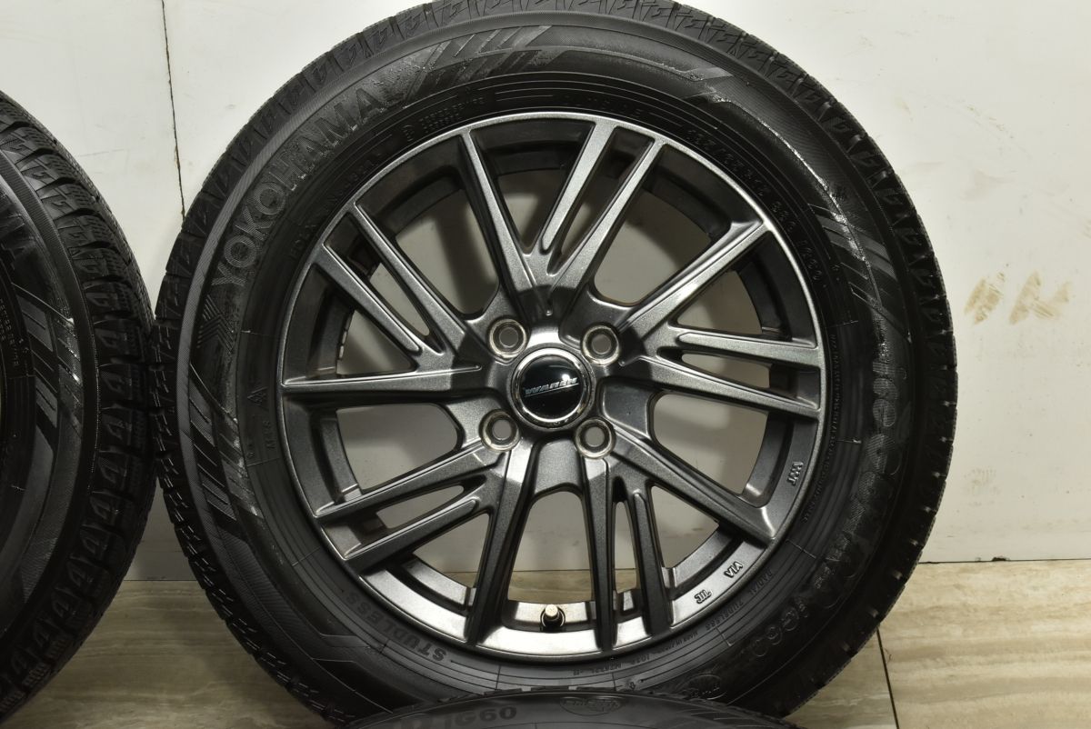 【バリ溝 美品】WAREN 15in 5.5J +43 PCD100 ヨコハマ アイスガード iG60 185/65R15 アクア フィールダー MAZDA2 デミオ ノート 送料無料