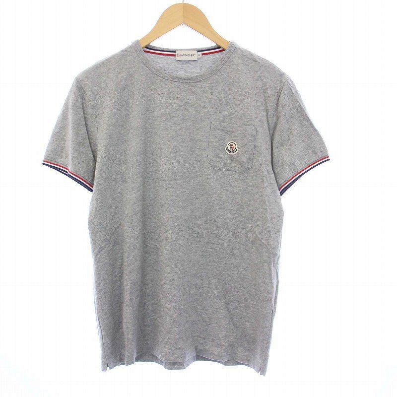 モンクレール MONCLER MAGLIA T-SHIRT Tシャツ カットソー 半袖 ワッペン M グレー /KH