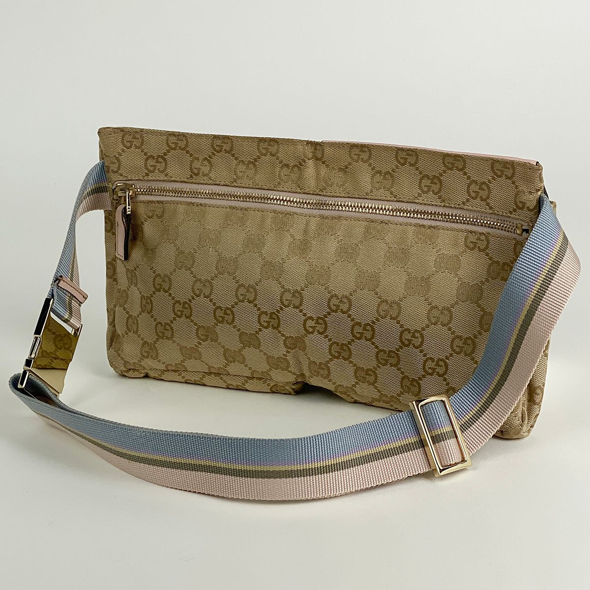 グッチ GUCCI GG柄 ウエストバッグ ウエストポーチ シェリーライン ウェブ ボディバッグ GGキャンバス ベージュ ピンク 28566 レディース DECORATOM_COM_BR