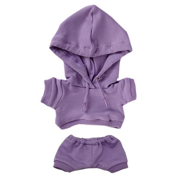 新品purple_10cm niannyyhouse 10cm ぬいぐるみ 服 ストレッチ ソリッドカラー スポーツウェア パーカー ズボン 着せ替え 綿人形 アクセサリー (purple， 10cm)