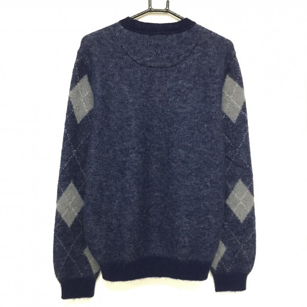 キャロウェイ レッドレーベル セーター ネイビー系×グレー系 一部アーガイル風 モヘヤウール混 メンズ LL ゴルフウェア Callaway