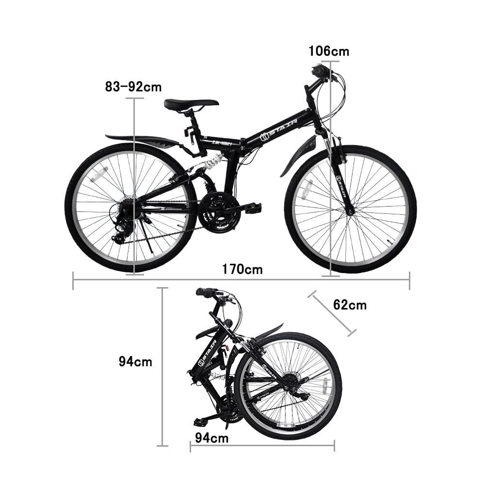 MTB 前後サスペンション 自転車 シマノ製グリップシフト 26インチ シマノ21段変速 前後Vブレーキシステム 折りたたみ自転車 前後フェンダー マウンテンバイク 街乗り 折りたたみ