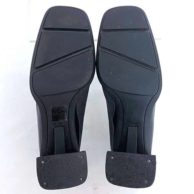 プラダ パンプス グレー ブラック 靴 36 23.0cm キャンバス ナイロン
