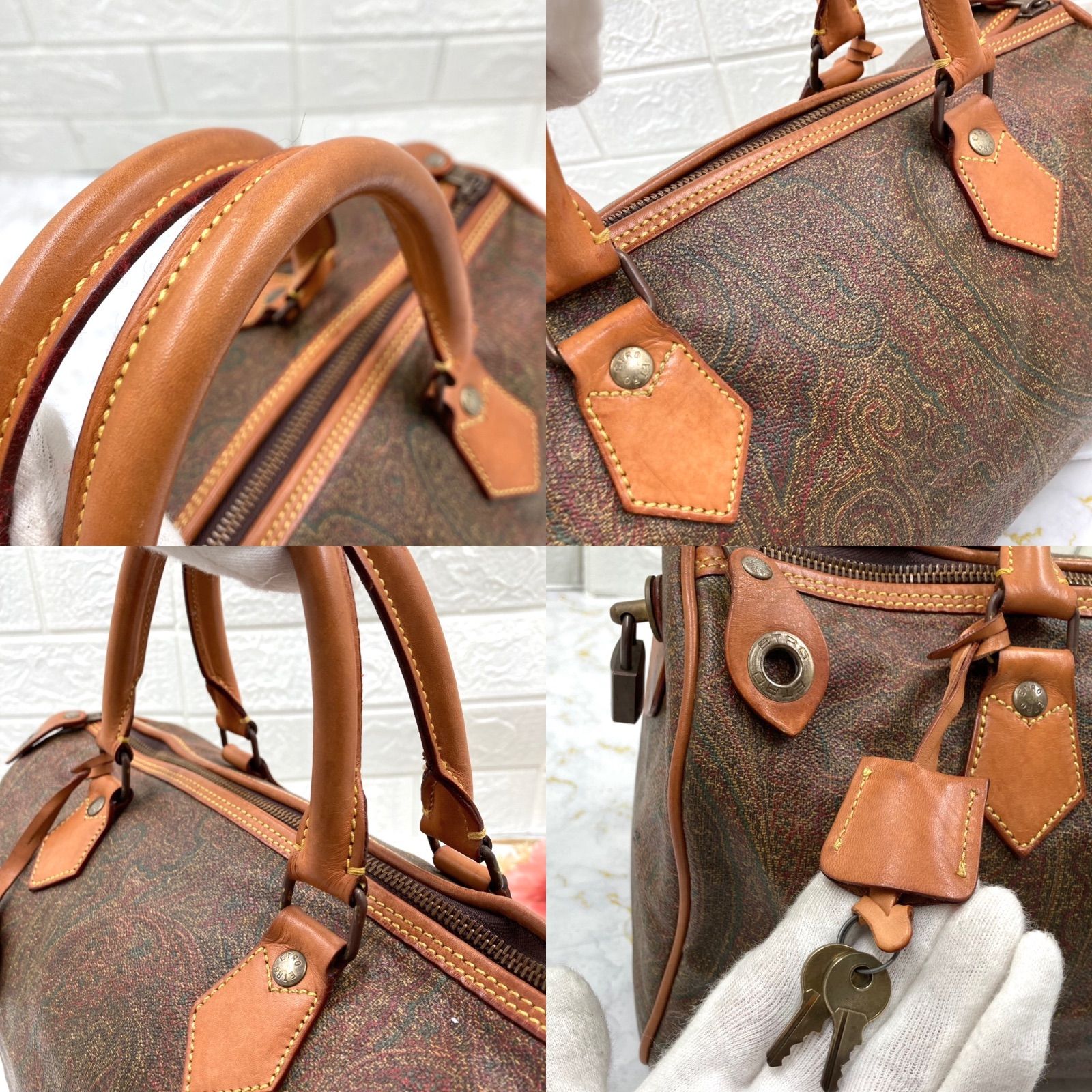 良品◎エトロ トートバッグ ミニボストン ペイズリー柄 ETRO 良品 ETRO 