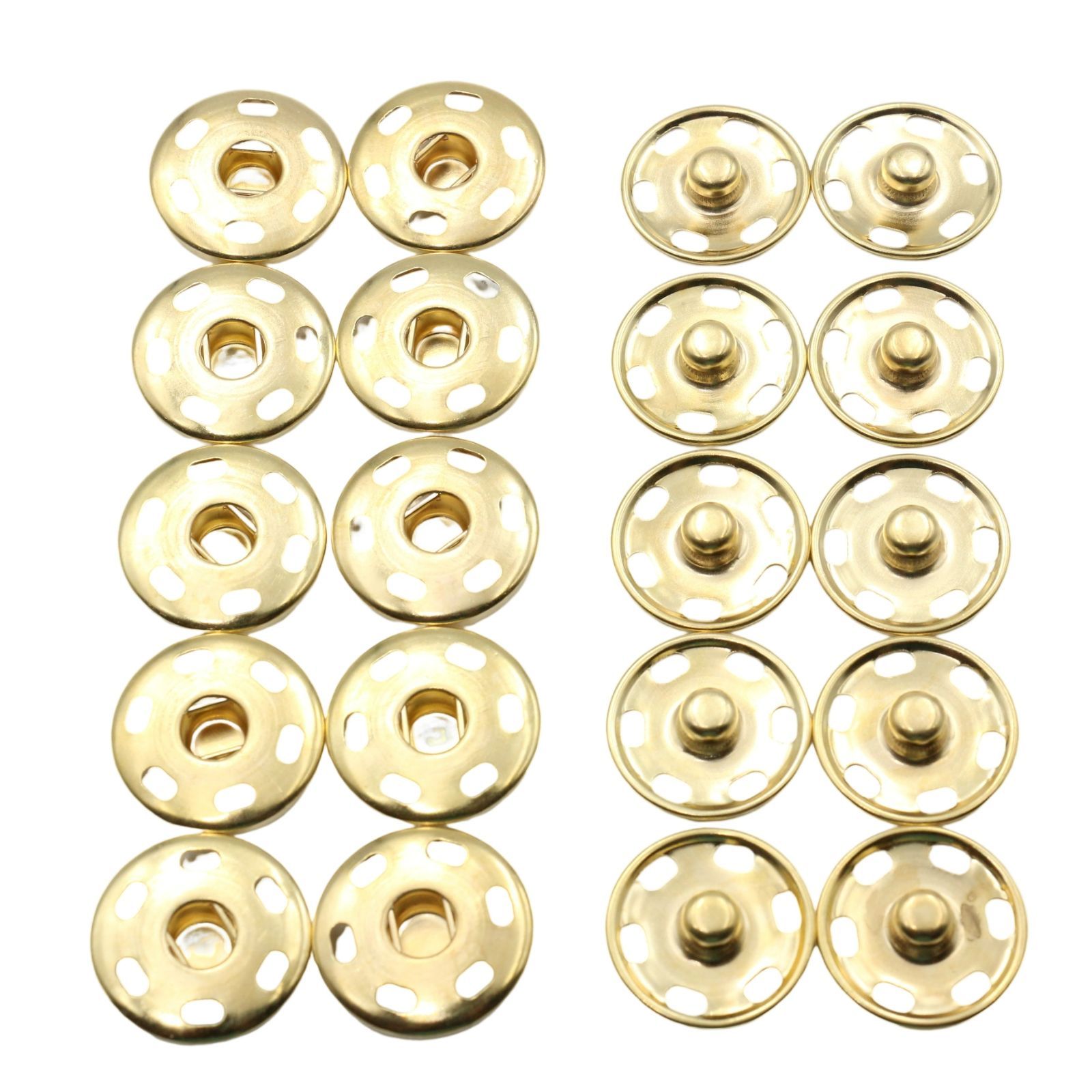 VINTAGE TYPE 四つ割れスナップボタン　駒セット Z067 スナップボタン 縫い付けタイプ 23mm ライトゴールド 10組