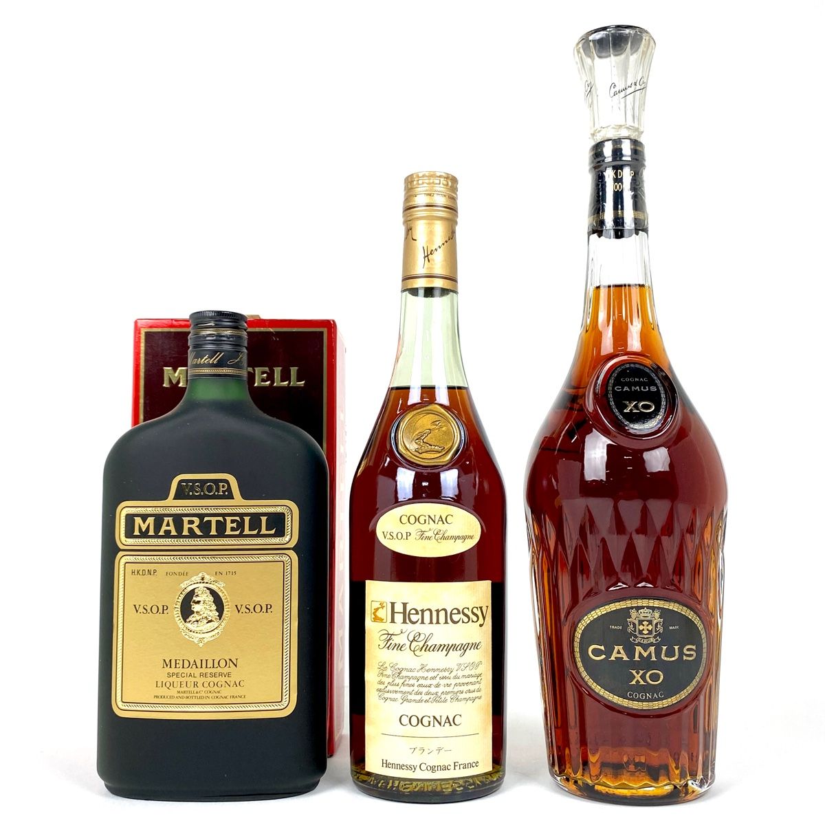 3本 マーテル ヘネシー カミュ コニャック 700ml ブランデー セット 