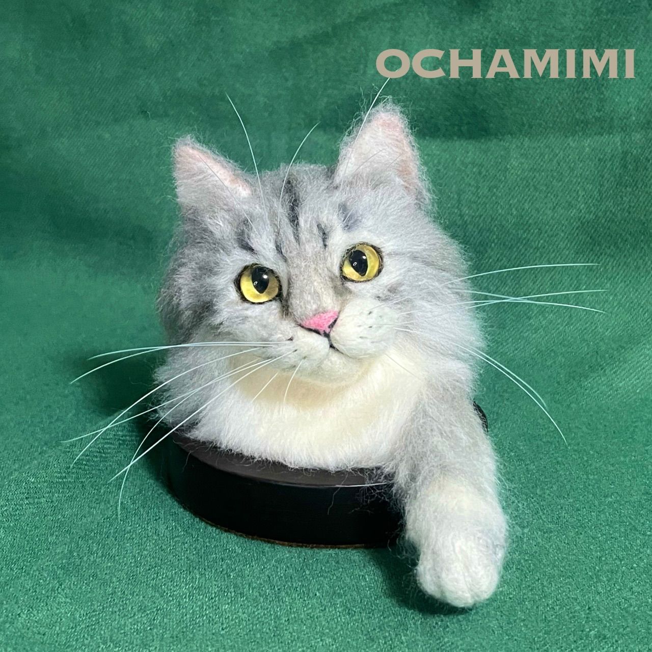 羊毛フェルト 長毛猫　ハンドメイド 羊毛フェルト*長毛猫* 羊毛フェルト 猫 ハンドメイド made お座り