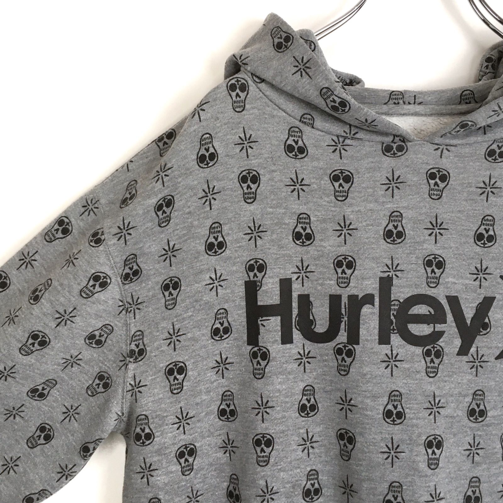 Hurley ハーレー☆ スカル総柄 ビッグロゴ フーディー☆ 裏起毛