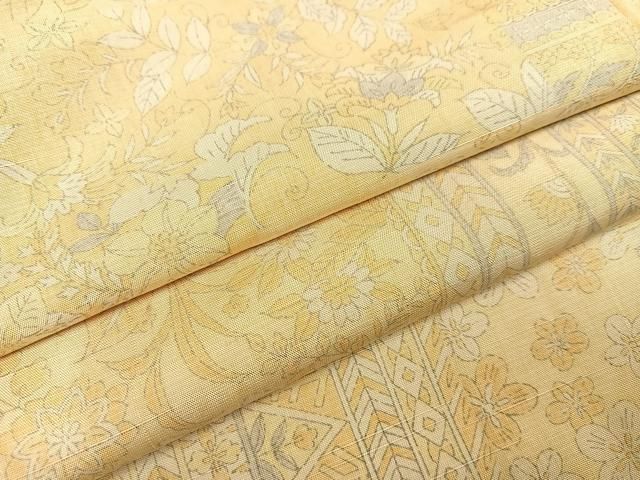 平和屋着物●上質な小紋 紬地 更紗花文 正絹 AABC4468ph