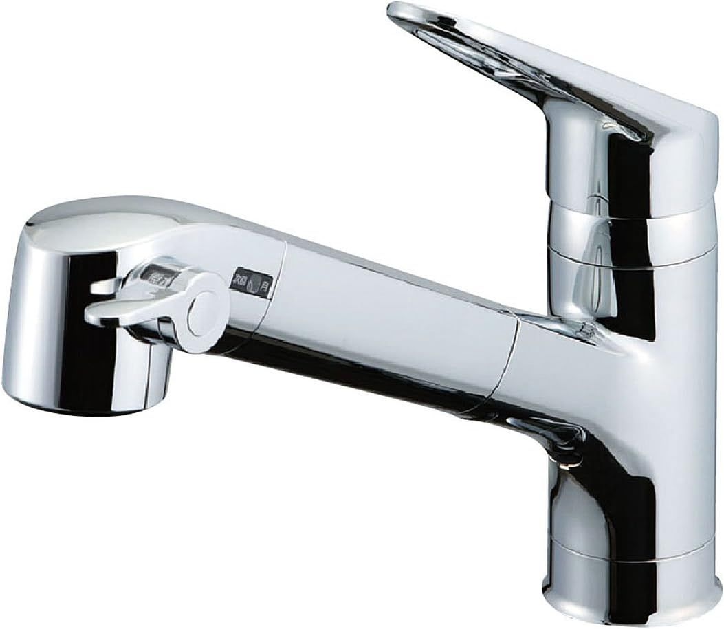 LIXIL(リクシル) INAX キッチン水栓 浄水器内蔵シングルレバー混合水栓 ハンドシャワー付 [RJFー771YA] (水栓 + 浄水カートリッジ 1本) 蛇口 PFAS/PFOS/PFOA除去対応 アルミニウム 樹脂 研磨 シルバー