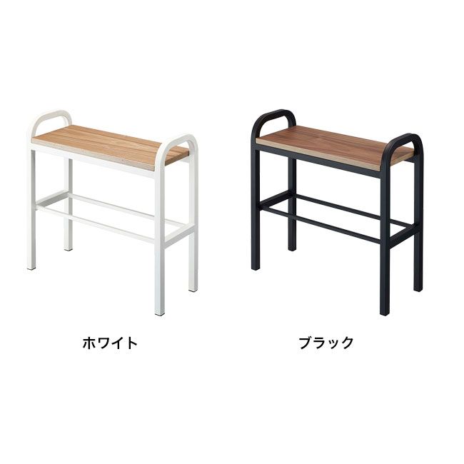 ホワイト 326328 tower タワー 玄関ベンチ 幅48cm 収納棚付き 玄関 靴 収納 ベンチ コンパクト 腰掛け おしゃれ スチール 木製 室内 屋内 玄関収納 棚 荷物置き シューズラック 靴箱 靴棚 スツール チェア 立ち上がり 山崎実業