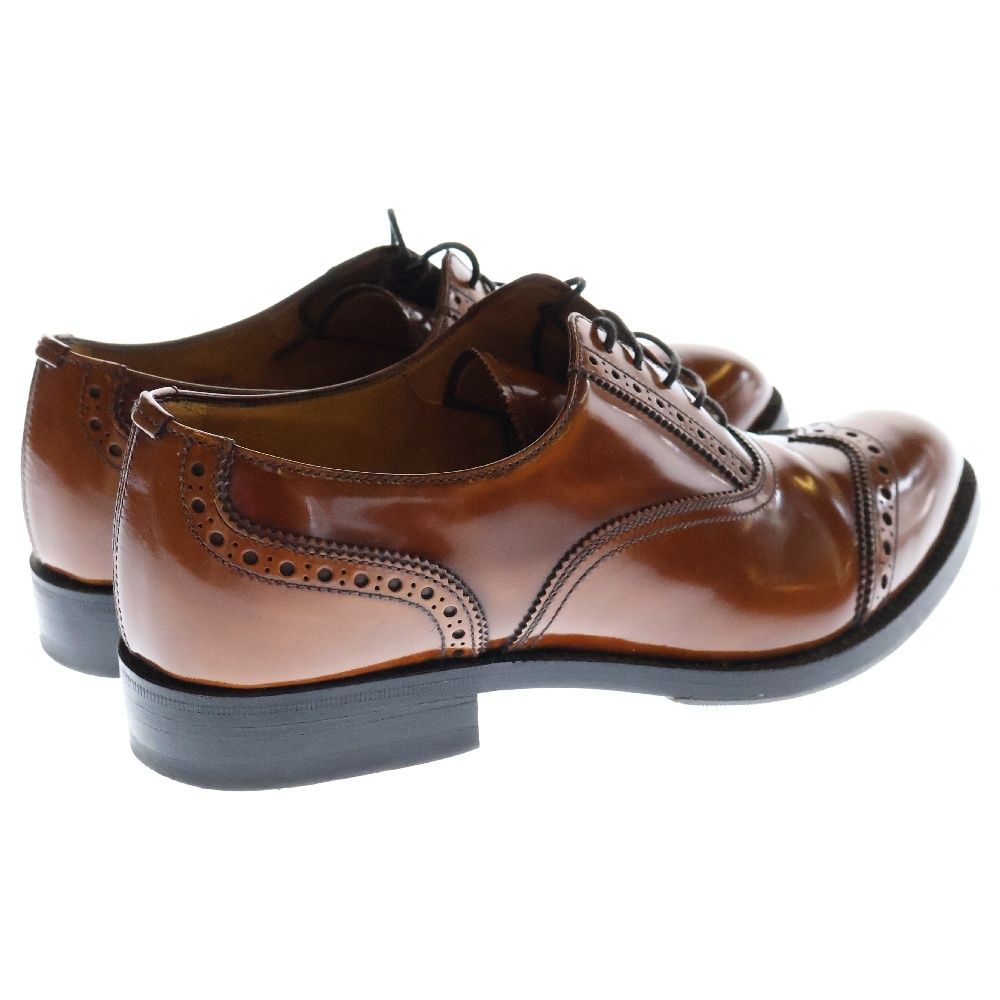 ブラウンレザー ウィングチップ ドレスシューズ MADE IN ITALY 1970 40 レザー ウイングチップ ドレスシューズ