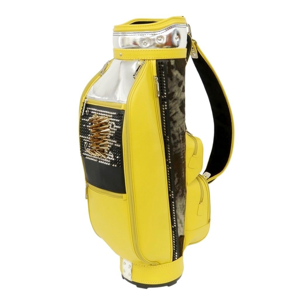 【中古】【未使用】ボンジャポネ BONJAPONE × KOYAMA GOLF BAG FACTORY PUNK レザー スタッズ ゴルフバッグ シルバーxイエロー系【ユニセックス】 中古】【未使用】ボンジャポネ BONJAPONE × KOYAMA GOLF BAG