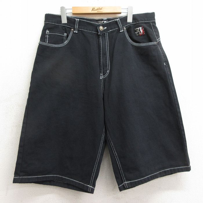 W36/古着 ハーフ パンツ ショーツ メンズ コットン 黒 ブラック 24may16 中古 ボトムス 短パン ショーパン ショート
