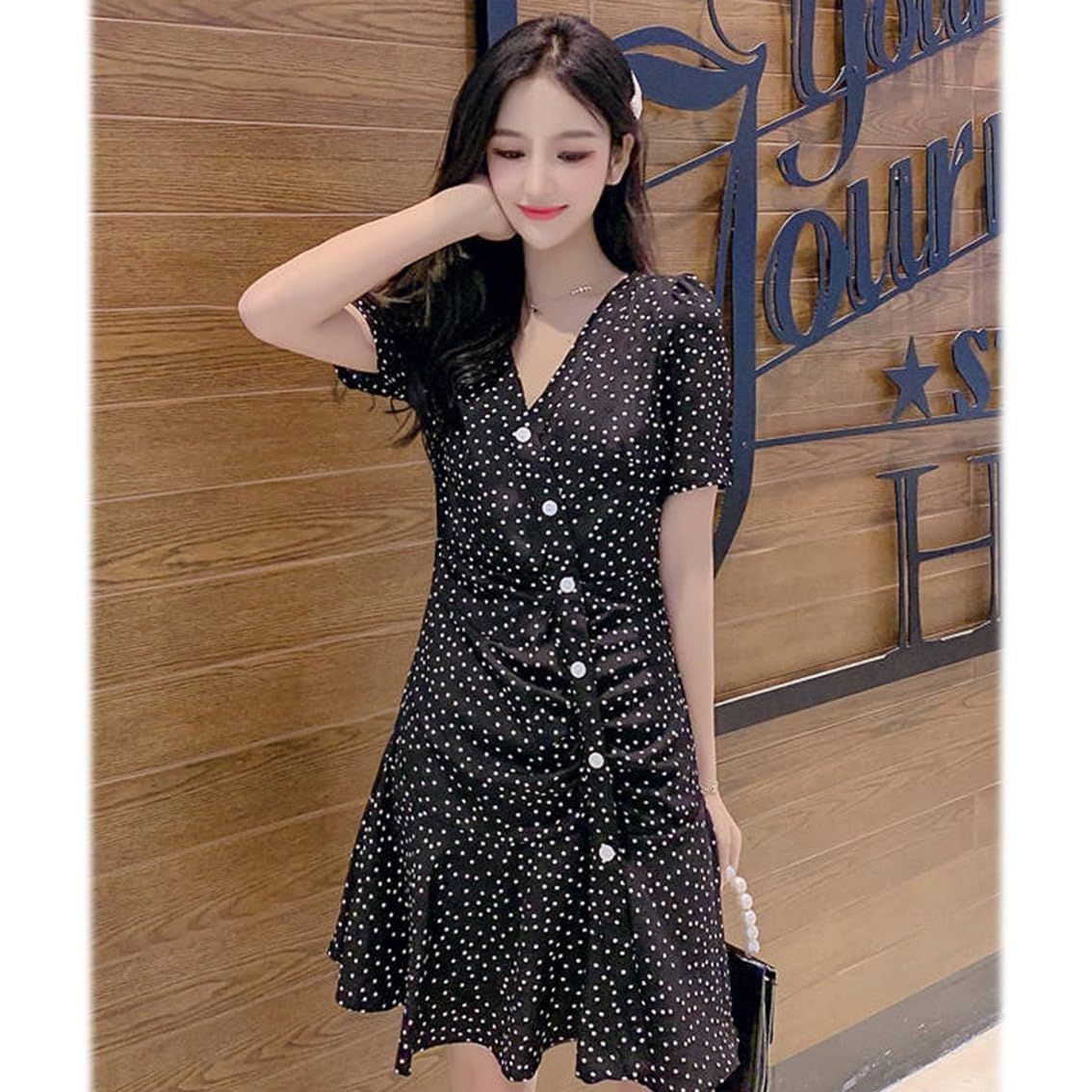 AQUA Marine] シフォン ミニワンピース レディース ドット柄