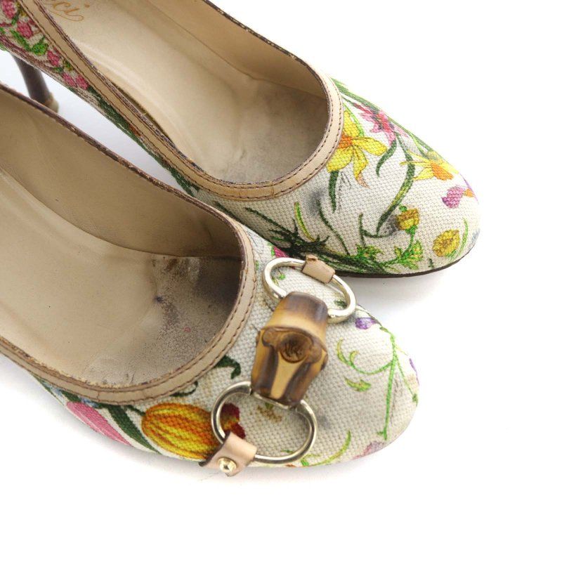 GUCCI とすぐ判るバンプー使いのパンプス SALE 数量限定∞GUCCI国内発∞上品 ホースビット パンプス