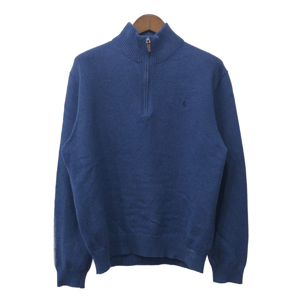 Polo by Ralph Lauren ポロ ラルフローレン ハーフジップ ドライバーズニット セーター ワンポイントロゴ (メンズ XL) 中古 古着 Q2195