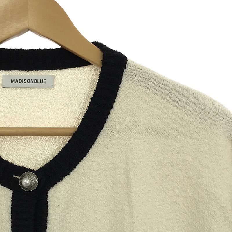 【美品】  MADISON BLUE / | 2022SS | BI-COLOR CD BOUCLE パールボタン バイカラー カーディガン ブラウス | 01（S） | 美品】 MADISON BLUE / マディソンブルー | 2022SS | BI-COLOR