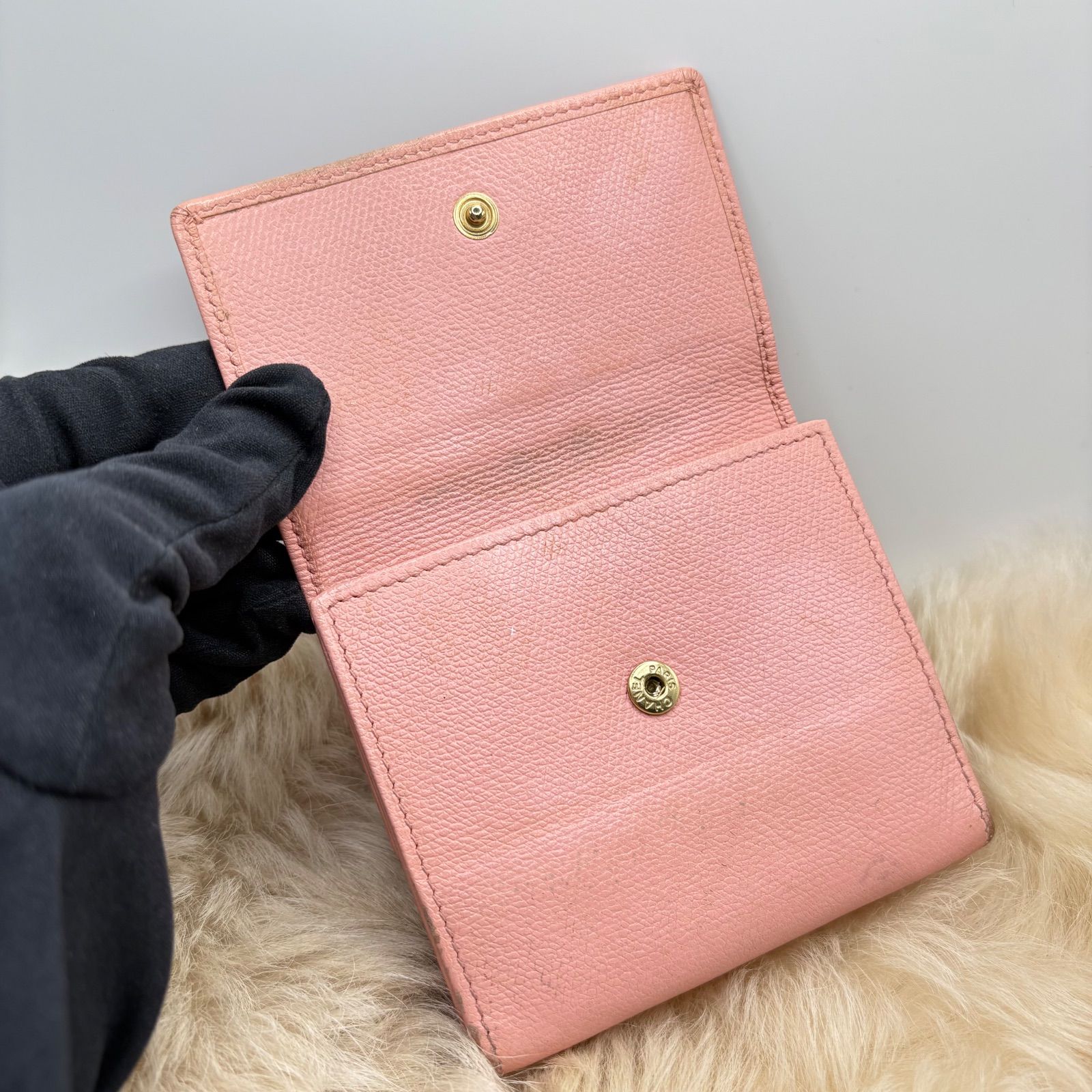 CHANEL シャネル Wホック 財布 三つ折り ミニ財布 レディース