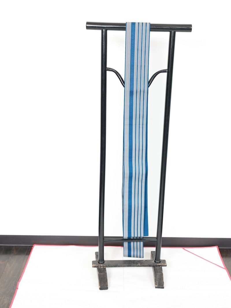 男角帯 博多織り 藍 白 献上柄 B856