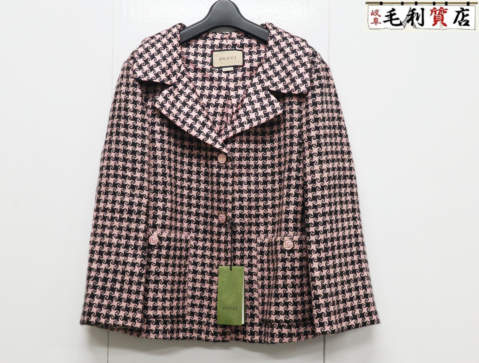 グッチ GUCCI 21年 674323 ZAHXM GGボタン 千鳥格子柄 ハンド