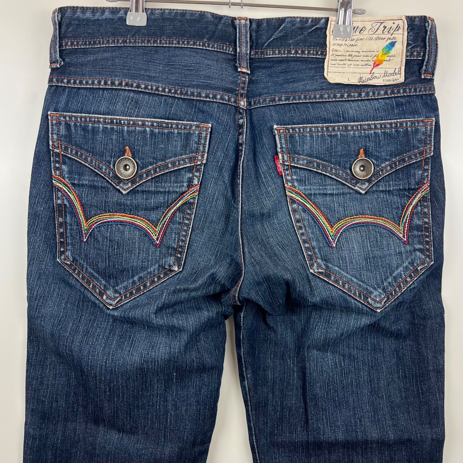 EDWIN y2k blue trip rainbow denim pants 34 エドウィン ブルー